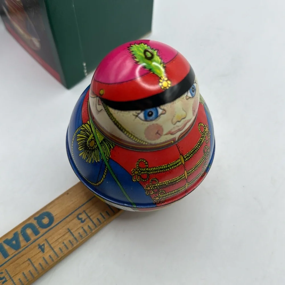 Vintage Hallmark Jolly Wolly Soldier Keepsake Christmas Ornament Tin Container
